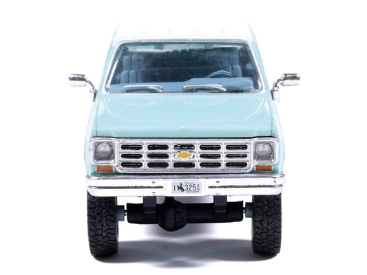 1978 Chevrolet Silverado K30 Crew Cab Pickup Truck Light Blue and White with Blue Interior 1/64 Diecast Model by IXO Models IXO