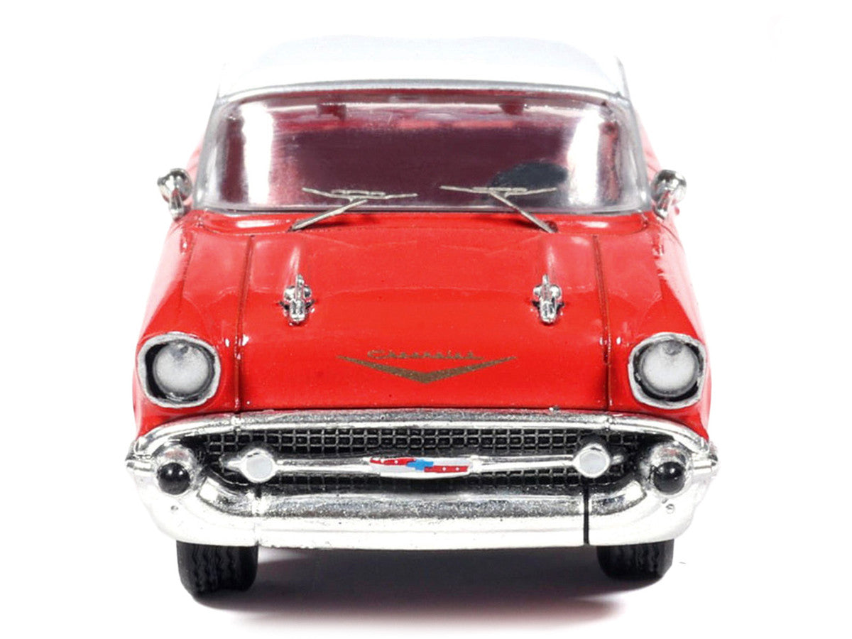 1957 Chevrolet Bel Air Red with White Top and Red Interior 1/64 Diecast Model by IXO Models IXO