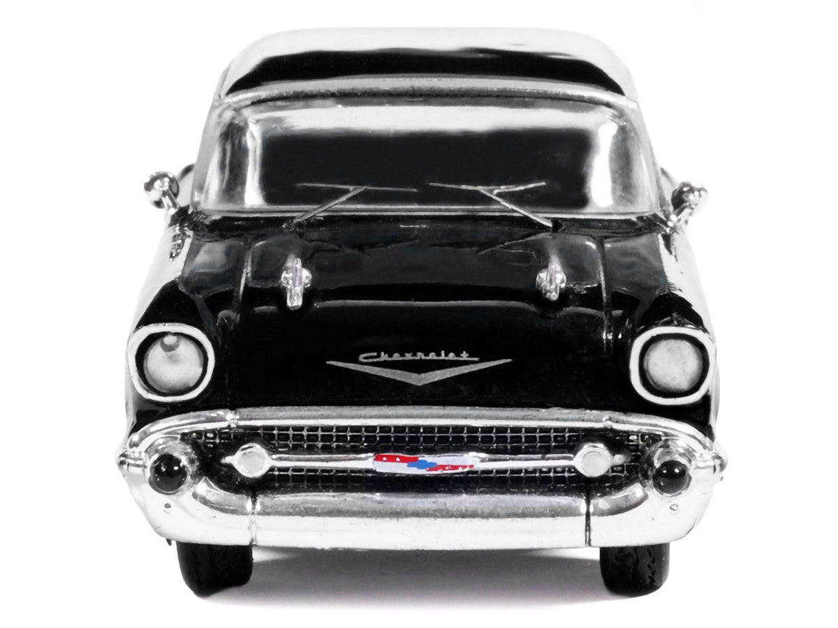 1957 Chevrolet One-Fifty Sedan Black and White 1/64 Diecast Model Car by IXO Models Greenlight