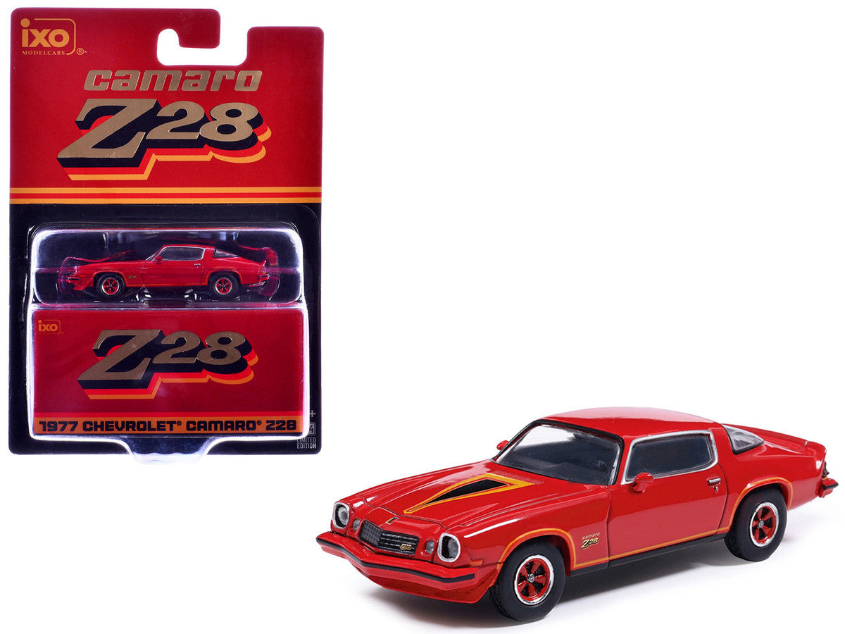1977 Chevrolet Camaro Z28 Red with Hood Stripes 1/64 Diecast Model by IXO Models IXO