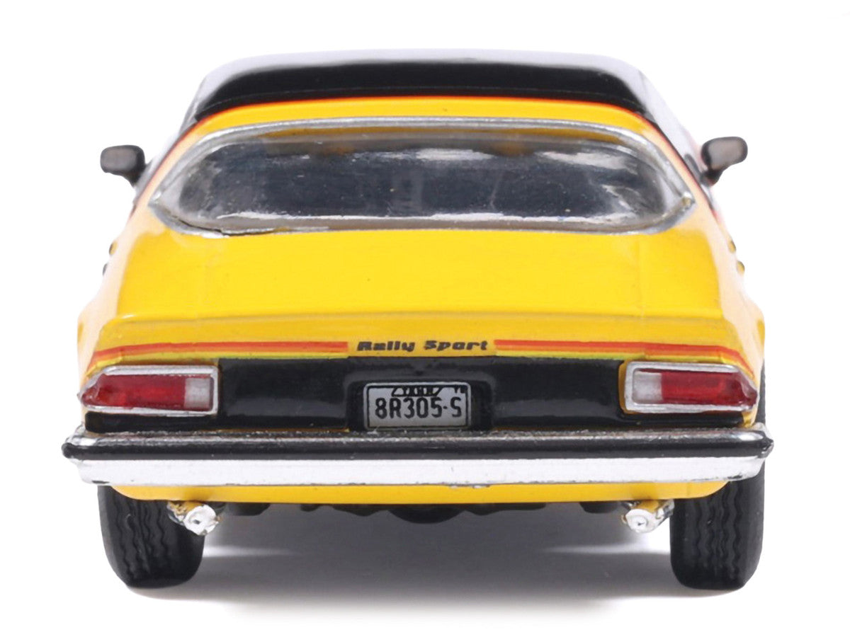 1976 Chevrolet Camaro Rally Sport Black and Yellow with Red Stripes 1/64 Diecast Model Car by IXO Models Greenlight