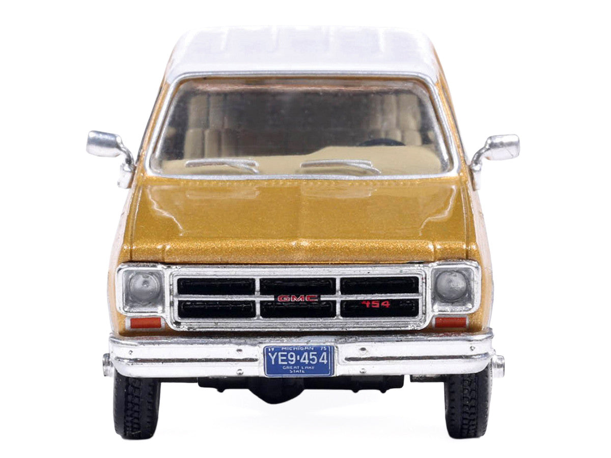 1975 GMC Sierra Classic K2500 Pickup Truck Yuba Gold Metallic and White 1/64 Diecast Model by IXO Models IXO