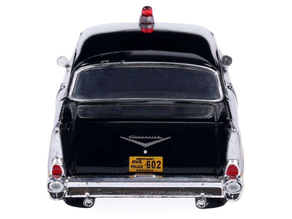 1957 Chevrolet One-Fifty Police Car "Kentucky State Police" Black with Yellow Stripes 1/64 Diecast Model Car by IXO Models IXO