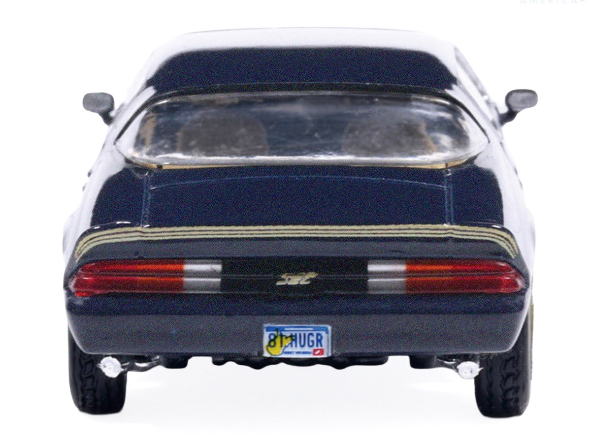 1981 Chevrolet Camaro Z28 Dark Blue Metallic with Gold Stripes and Interior 1/64 Diecast Model Car by IXO Models IXO