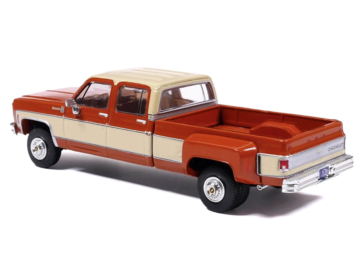 1975 Chevrolet Silverado K30 Crew Cab Dually Pickup Truck Grecian Bronze and Santa Fe Tan 1/64 Diecast Model Car by IXO Models IXO