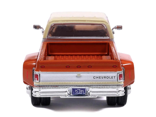 1975 Chevrolet Silverado K30 Crew Cab Dually Pickup Truck Grecian Bronze and Santa Fe Tan 1/64 Diecast Model Car by IXO Models IXO