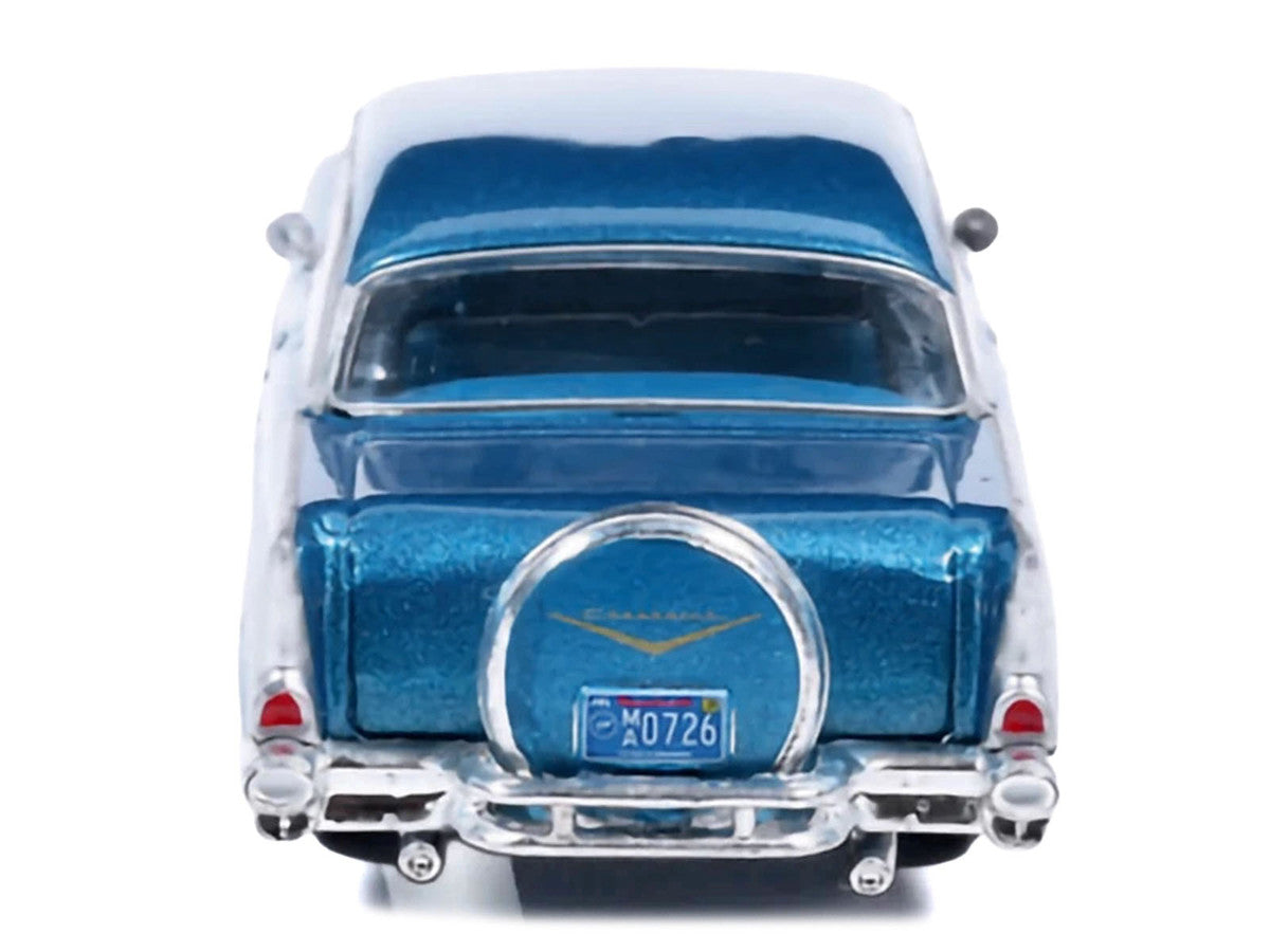 1957 Chevrolet Bel Air Sedan Harbor Blue Metallic with Blue Interior 1/64 Diecast Model Car by IXO Models IXO