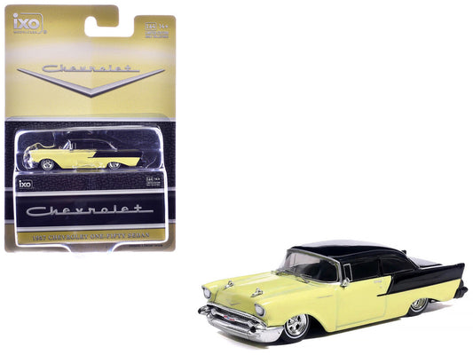 1957 Chevrolet One-Fifty Lowered Colonial Cream and Onyx Black 1/64 Diecast Model Car by IXO Models IXO