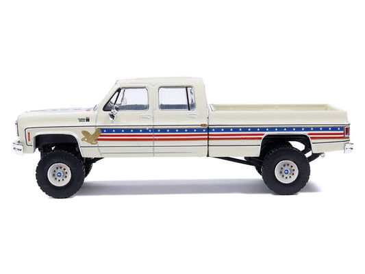 1976 Chevrolet Custom Deluxe K30 Fleetwood Pickup Truck "July 4th Exclusive" White with Graphics 1/64 Diecast Model Car by IXO Models-0