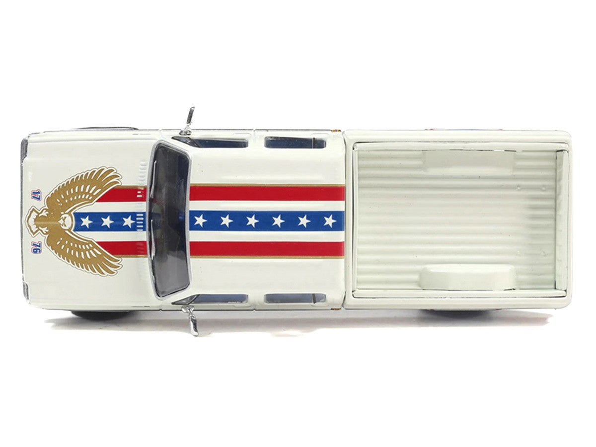 1976 Chevrolet Custom Deluxe K30 Fleetwood Pickup Truck "July 4th Exclusive" White with Graphics 1/64 Diecast Model Car by IXO Models-1