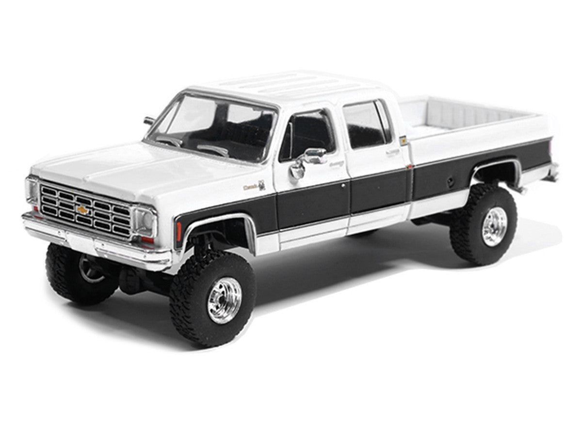 1978 Chevrolet Silverado K30 Crew Cab Pickup Truck White and Black 1/64 Diecast Model Car by IXO Models IXO