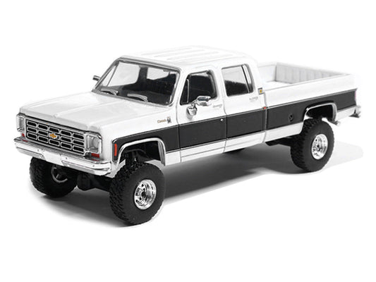 1978 Chevrolet Silverado K30 Crew Cab Pickup Truck White and Black 1/64 Diecast Model Car by IXO Models IXO