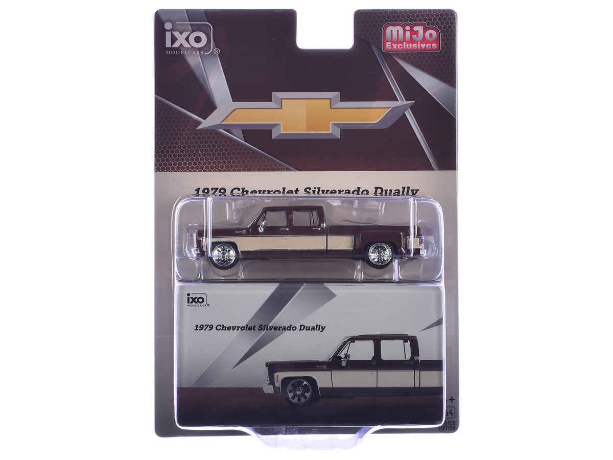 1979 Chevrolet Silverado C30 Crew Cab Dually Pickup Truck Cordova Brown with Santa Fe Tan Side Stripes Limited Edition 1/64 Diecast Model Car by IXO Models IXO