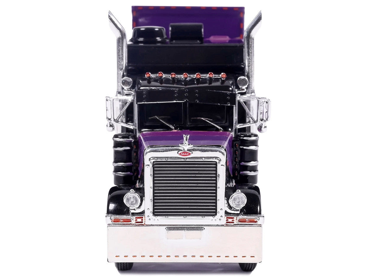Peterbilt 379 Truck with Sleeper and Dry Goods Trailer "Night Moves" Black with Graphics "J1 Diecast" Series 1/64 Diecast Model by IXO Models IXO