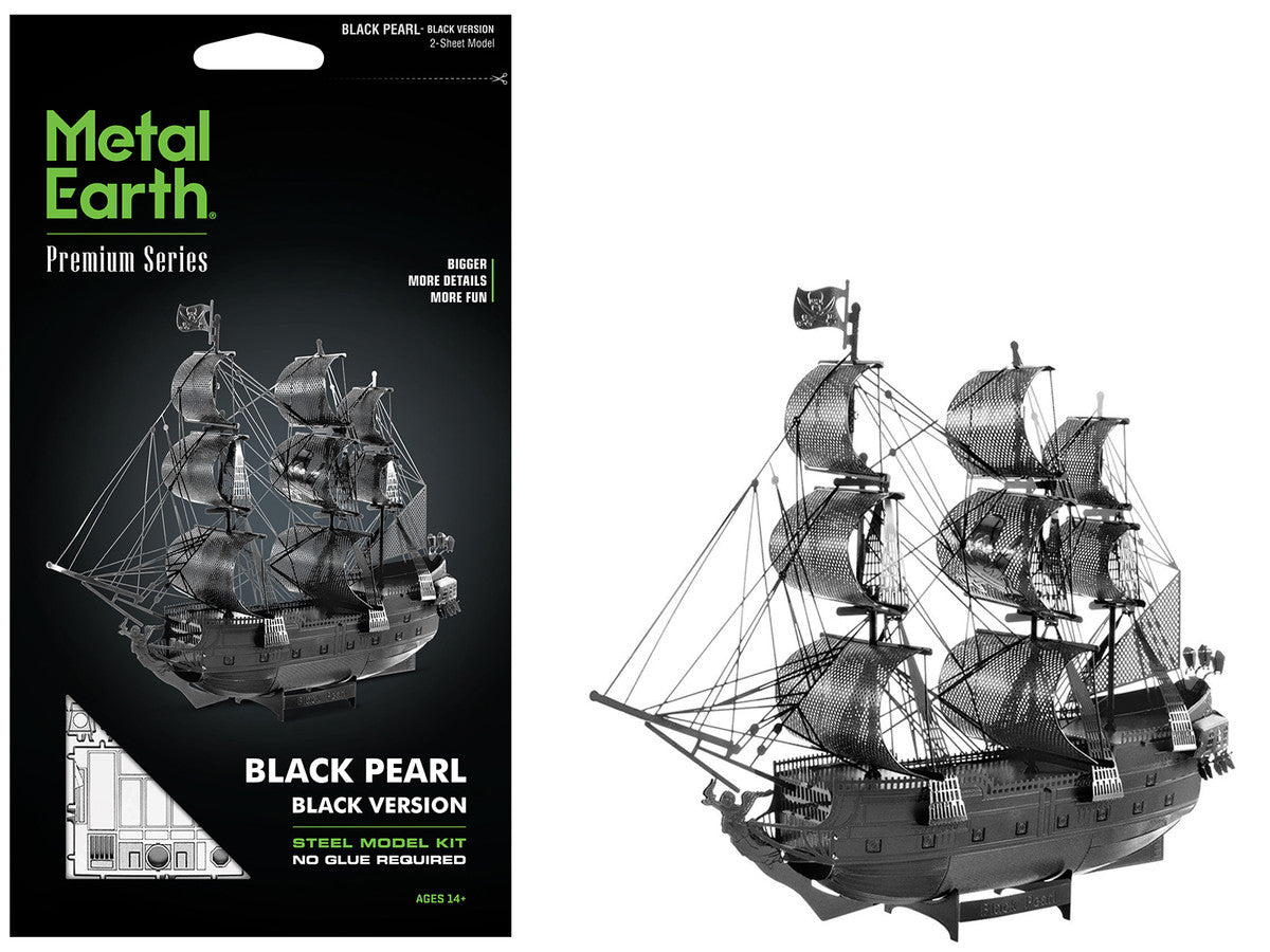 Model Kit Black Pearl Ship Black Version (Moderate Difficulty) Steel Model by Metal Earth-4