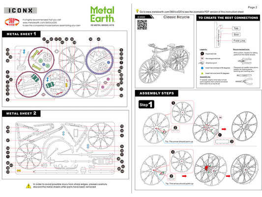 Model Kit Classic Bicycle "Bon Voyage" (Challenging Difficulty) Steel Model by Metal Earth Metal Earth