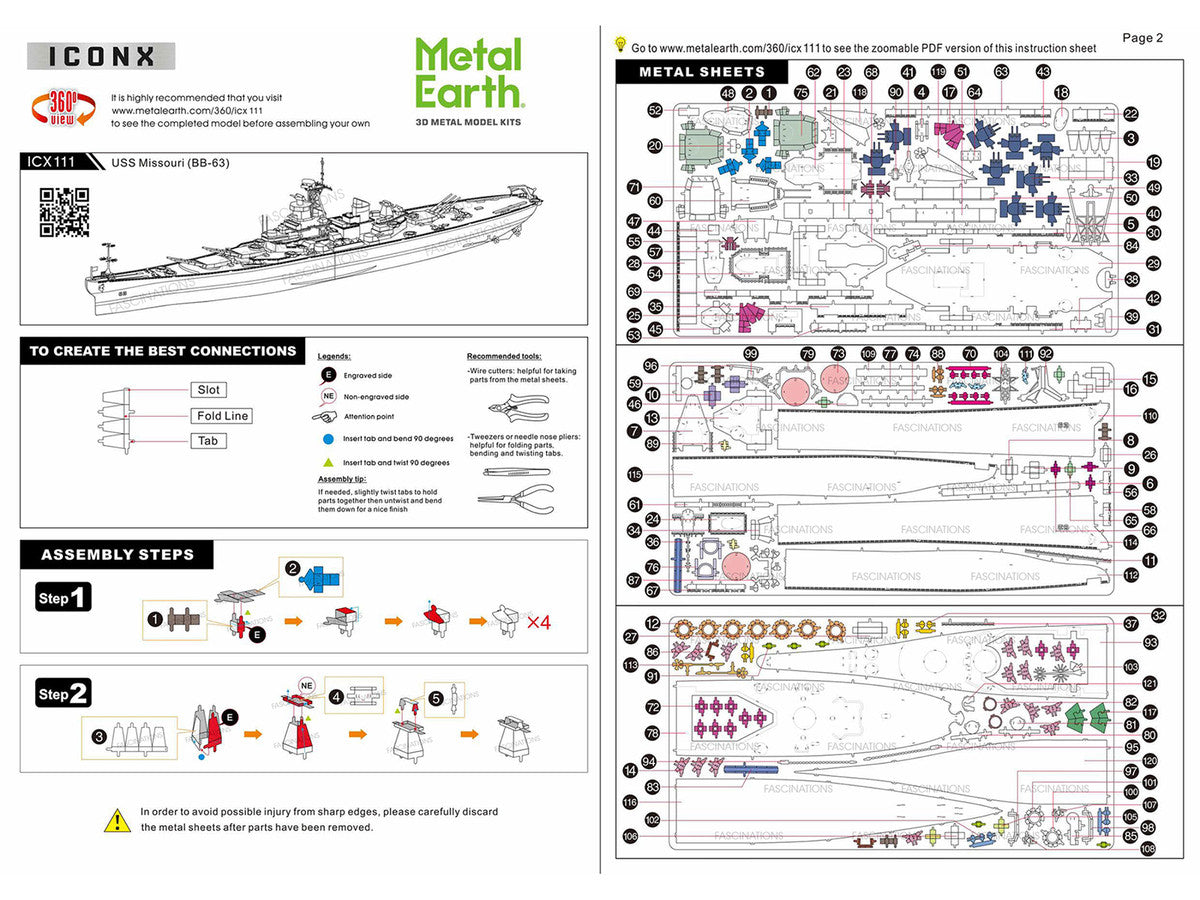 Model Kit USS Missouri (BB-63) Navy Battleship (Challenging Difficulty) Steel Model by Metal Earth-3