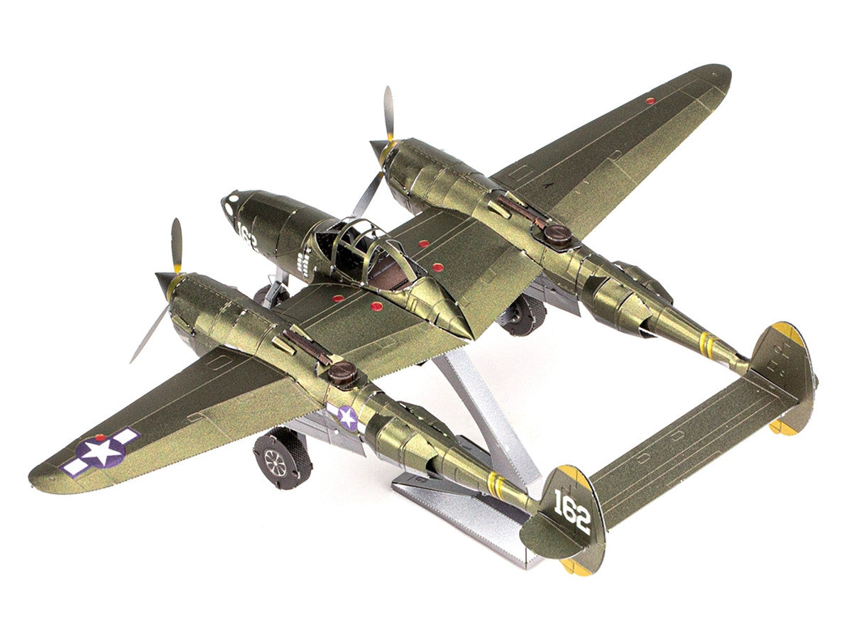 Model Kit Lockheed Martin P-38 Lightning Fighter Aircraft "#162" United States Army Air Forces (Challenging Difficulty) Model by Metal Earth-1