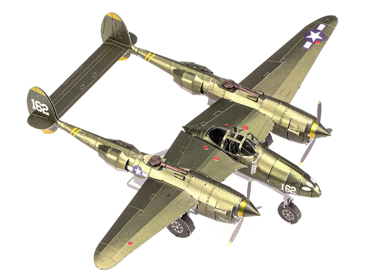 Model Kit Lockheed Martin P-38 Lightning Fighter Aircraft "#162" United States Army Air Forces (Challenging Difficulty) Model by Metal Earth-2