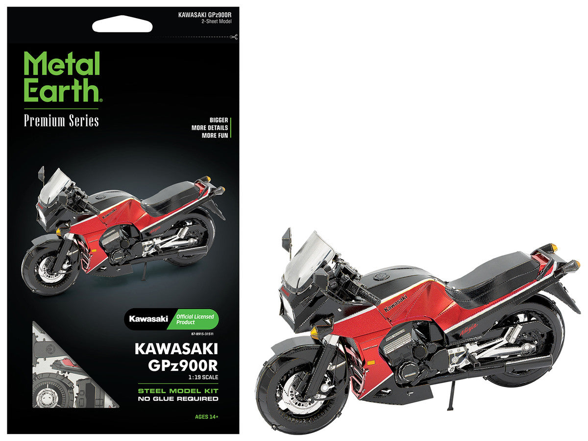 Model Kit Kawasaki GPz900R Motorcycle Red and Black (Challenging Difficulty) Steel Model by Metal Earth-4