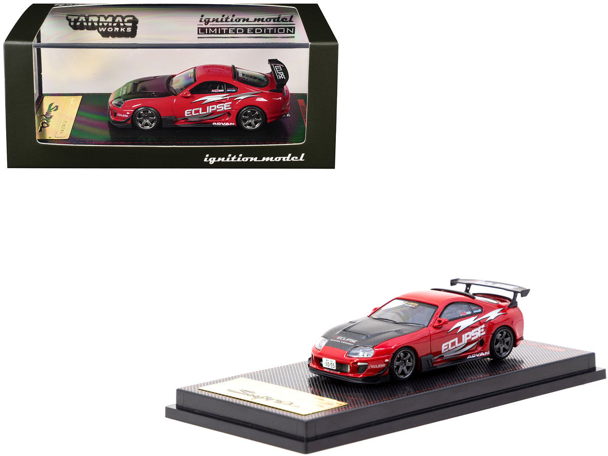 Toyota Supra (JZA80) RZ RHD (Right Hand Drive) "Eclipse Racing Concept" Red with Carbon Hood 1/64 Diecast Model Car by Ignition Model Ignition Model