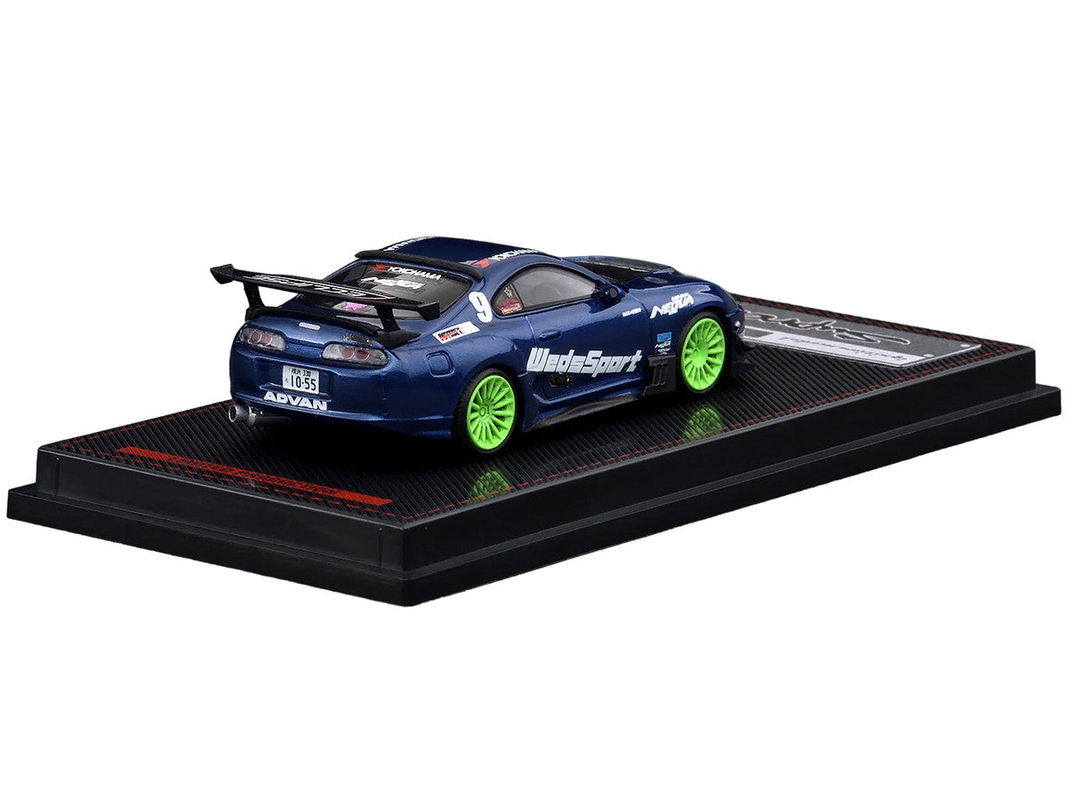 Toyota Supra (JZA80) RZ RHD (Right Hand Drive) #9 "WedsSport" Blue Metallic with Graphics 1/64 Diecast Model Car by Ignition Model Ignition Model