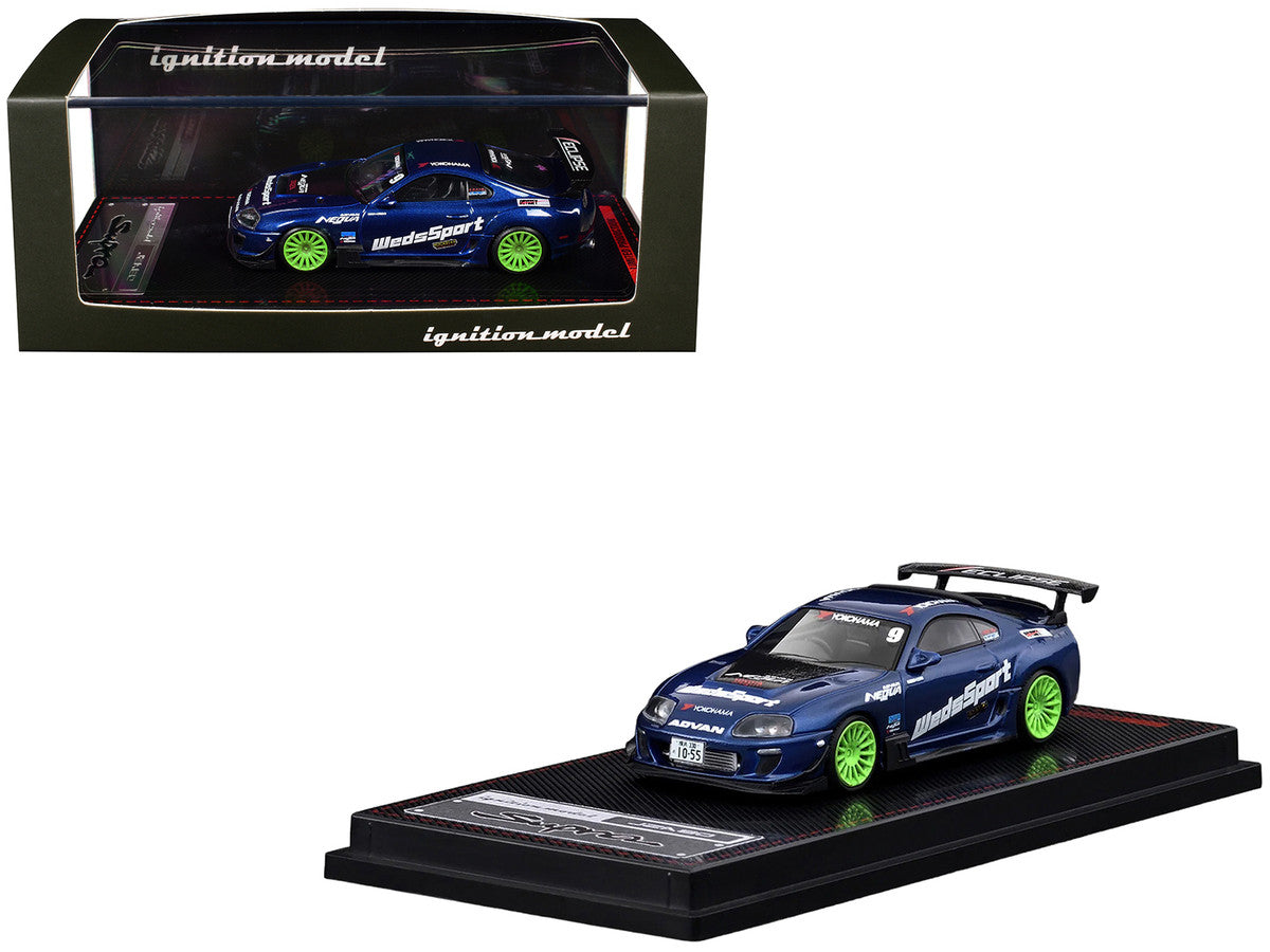 Toyota Supra (JZA80) RZ RHD (Right Hand Drive) #9 "WedsSport" Blue Metallic with Graphics 1/64 Diecast Model Car by Ignition Model Ignition Model