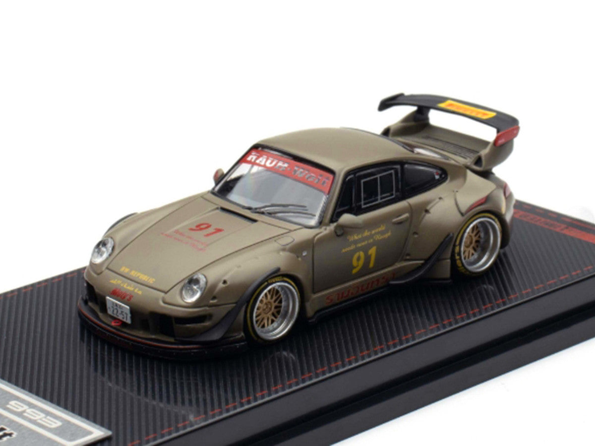 RWB 993 #91 Matt Green with Graphics 1/64 Diecast Model Car by Ignition Model Ignition Model