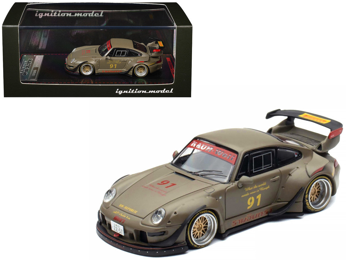 RWB 993 #91 Matt Green with Graphics 1/64 Diecast Model Car by Ignition Model Ignition Model