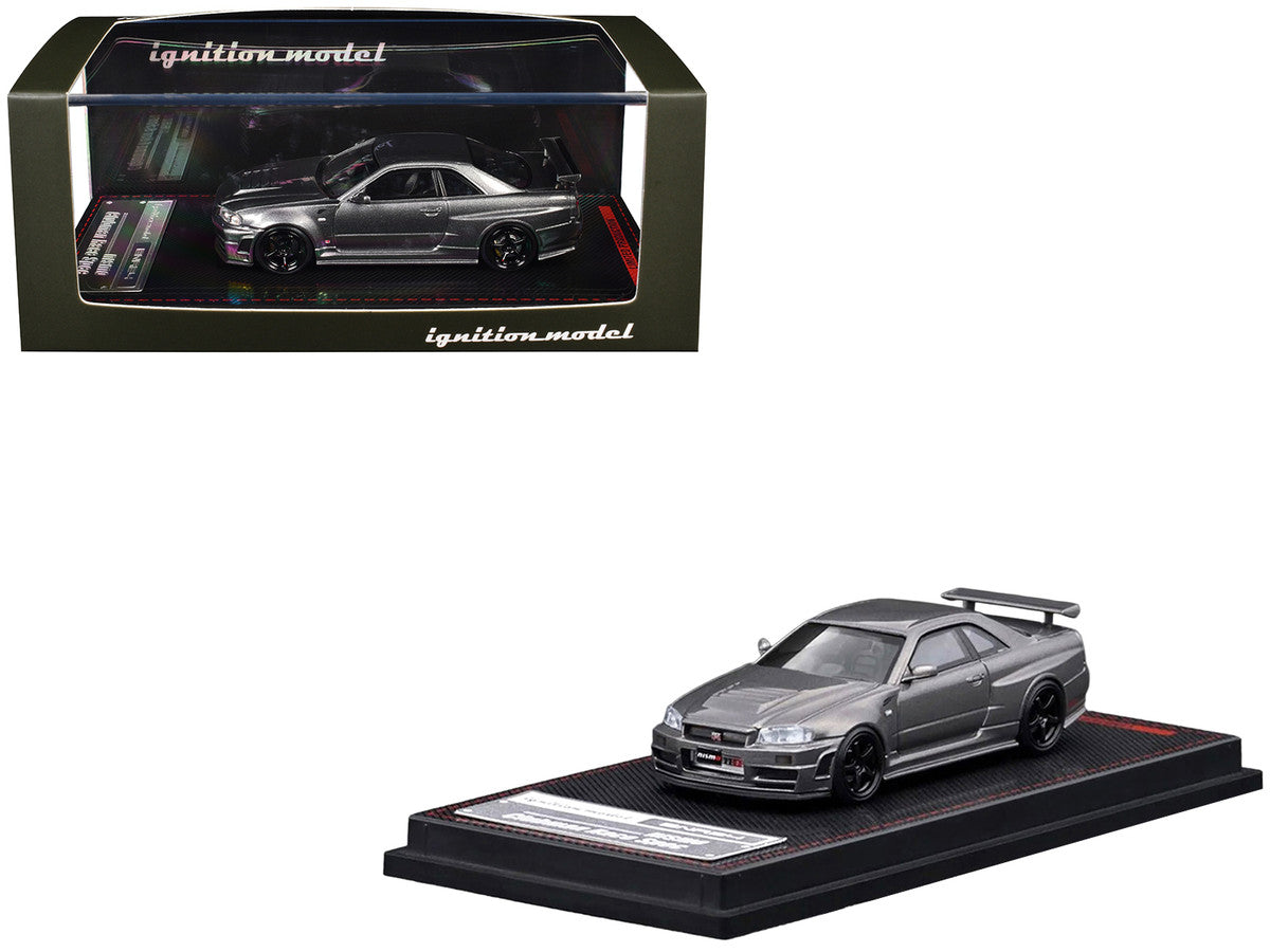 Nissan Skyline GT-R (BNR34) Nismo CRS RHD (Right Hand Drive) Gray Metallic 1/64 Diecast Model Car by Ignition Model-0