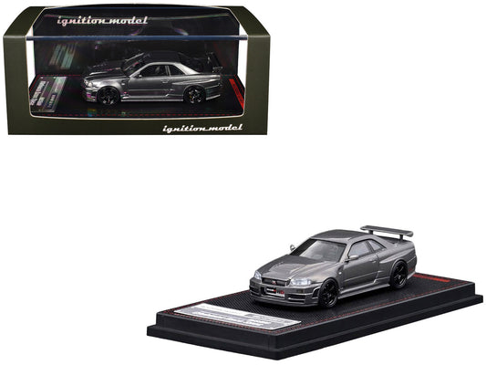 Nissan Skyline GT-R (BNR34) Nismo CRS RHD (Right Hand Drive) Gray Metallic 1/64 Diecast Model Car by Ignition Model-0