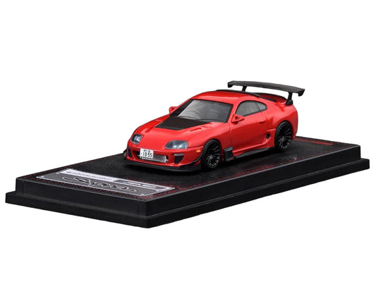 Toyota Supra (JZA80) RZ RHD (Right Hand Drive) Red with Carbon Hood 1/64 Diecast Model Car by Ignition Model Ignition Model