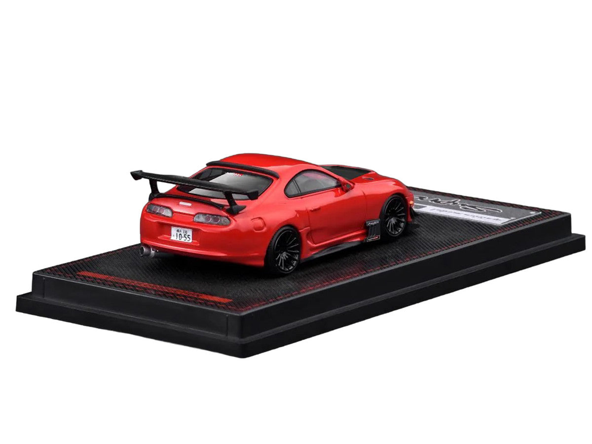 Toyota Supra (JZA80) RZ RHD (Right Hand Drive) Red with Carbon Hood 1/64 Diecast Model Car by Ignition Model Ignition Model