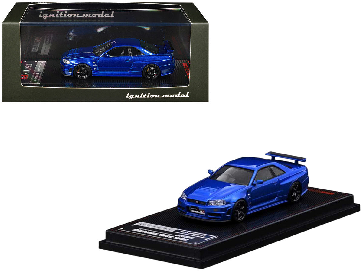 Nissan Skyline GT-R (BNR34) Nismo RHD (Right Hand Drive) Blue Metallic 1/64 Diecast Model Car by Ignition Model Ignition Model