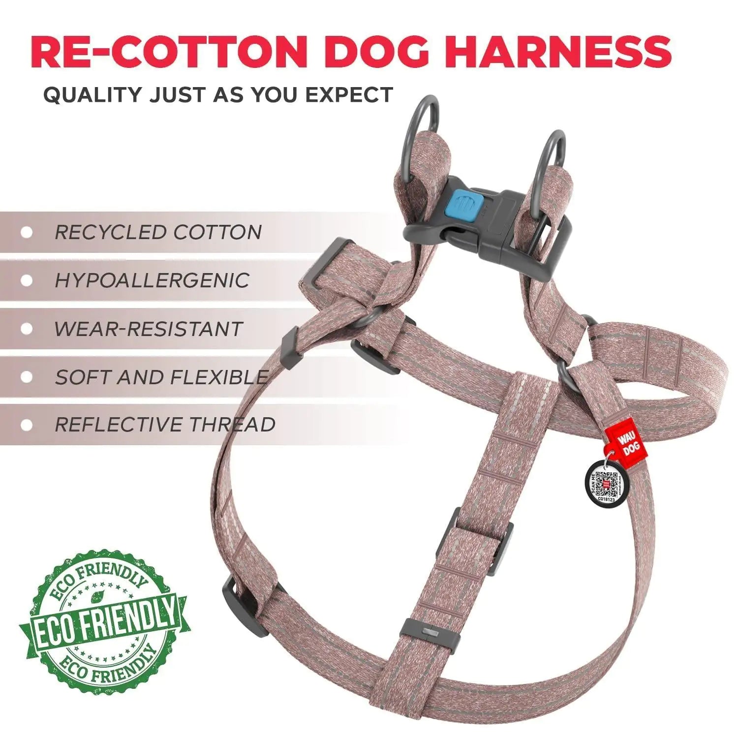 Brown Cotton Dog Harness Eco Friendly Adjustable for Large Dogs L Size 2735 in Best YouTube Store