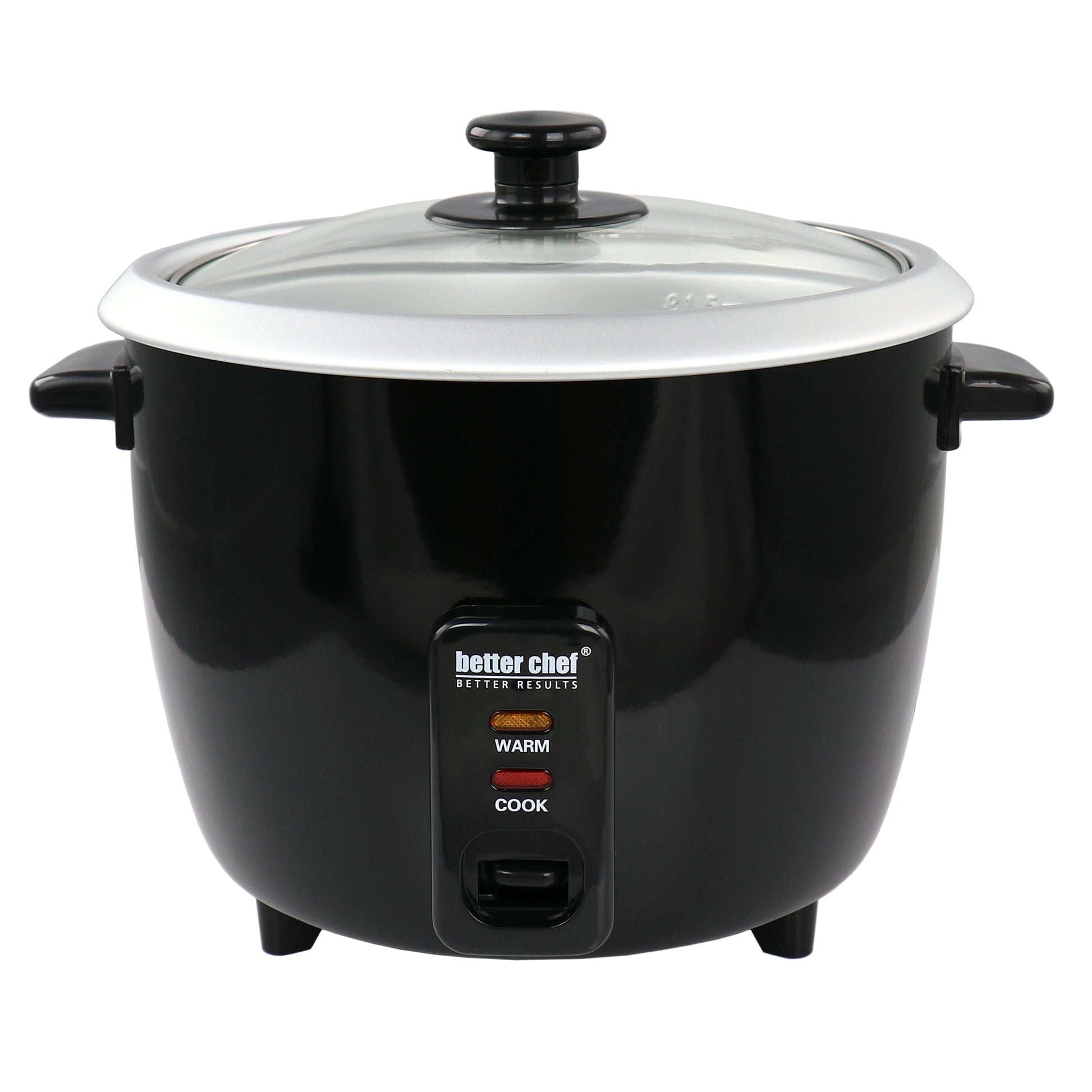 Better Chef 8 Cup Automatic Rice Cooker in Black With Rice Paddle and Measuring Cup W2B