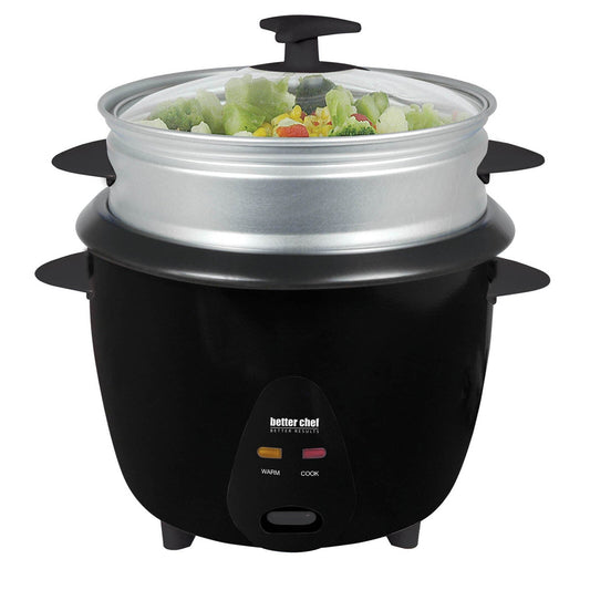 Better Chef 5 Cup Rice Cooker with Food Steamer Attachment W2B