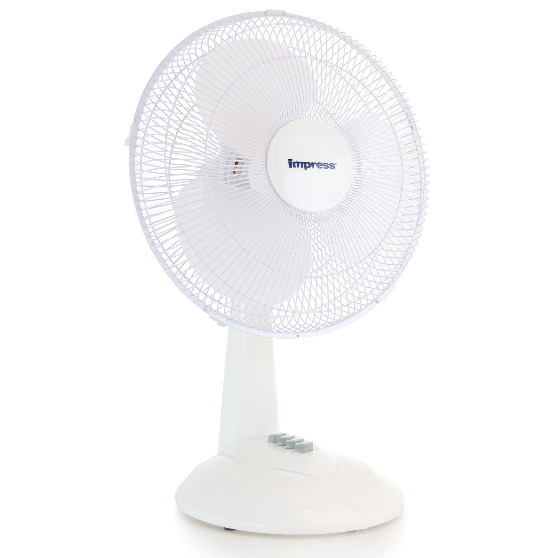 Impress 12 Inch 3 Speed Oscillating Table Fan in White W2B