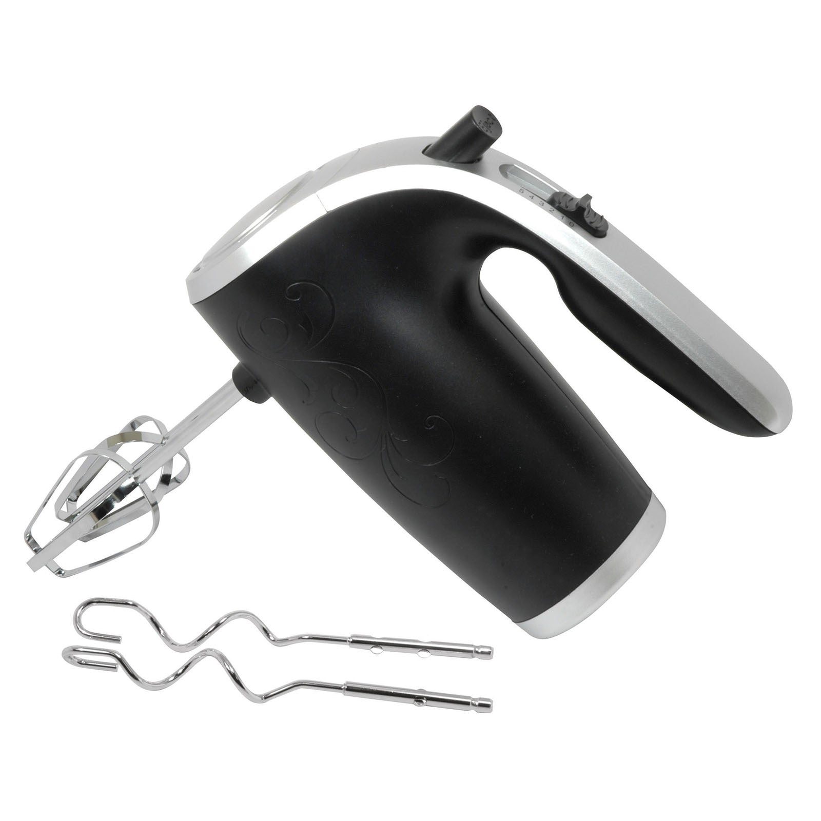 5-Speed 150-Watt Hand Mixer Black w/ Silver Accents W2B