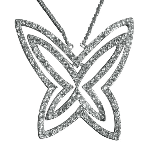 LOAS1374 - Rhodium Plating 925 Sterling Silver Chain Pendant with Crystal in Clear-0