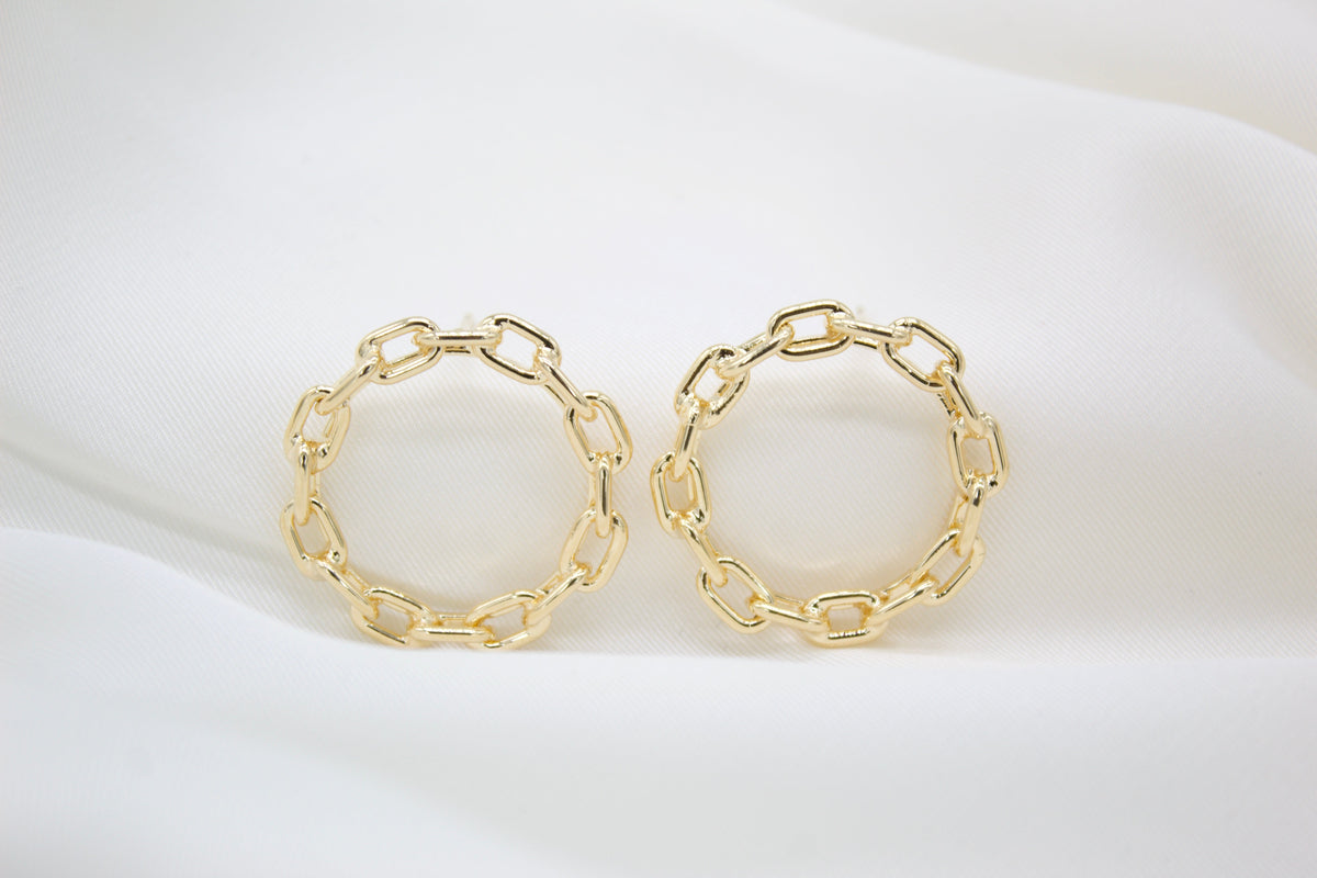 Round Gold Link Stud Earring  (K170) MIA Jewelry