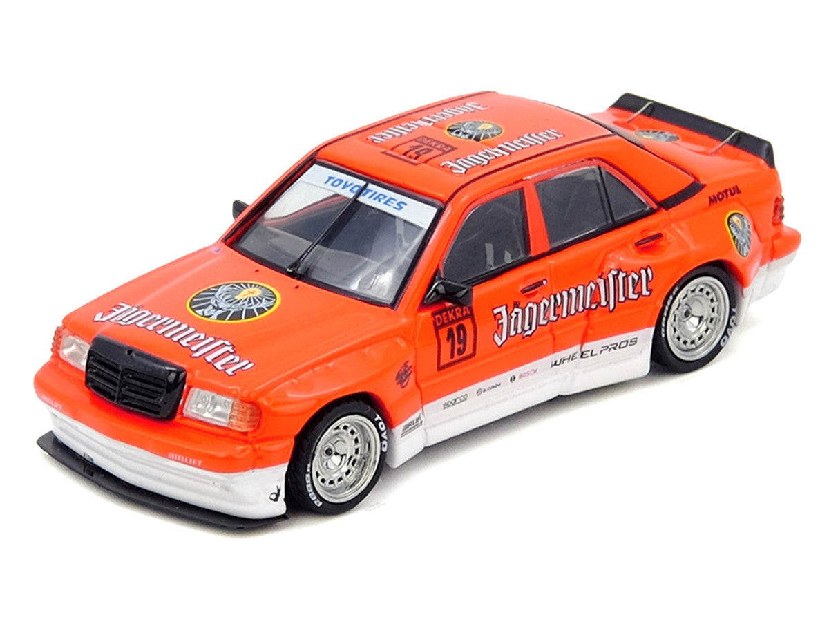 Pandem Rocket Bunny 190E #19 "Jagermeister" Orange and White 1/64 Diecast Model Car by Inno Models Inno Models