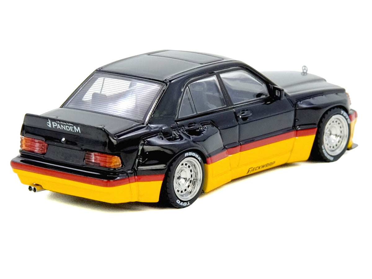 Pandem Rocket Bunny 190E Black with Red and Yellow Stripes "Diecast Con Madrid 2026 Event Edition" 1/64 Diecast Model Car by Inno Models Inno Models