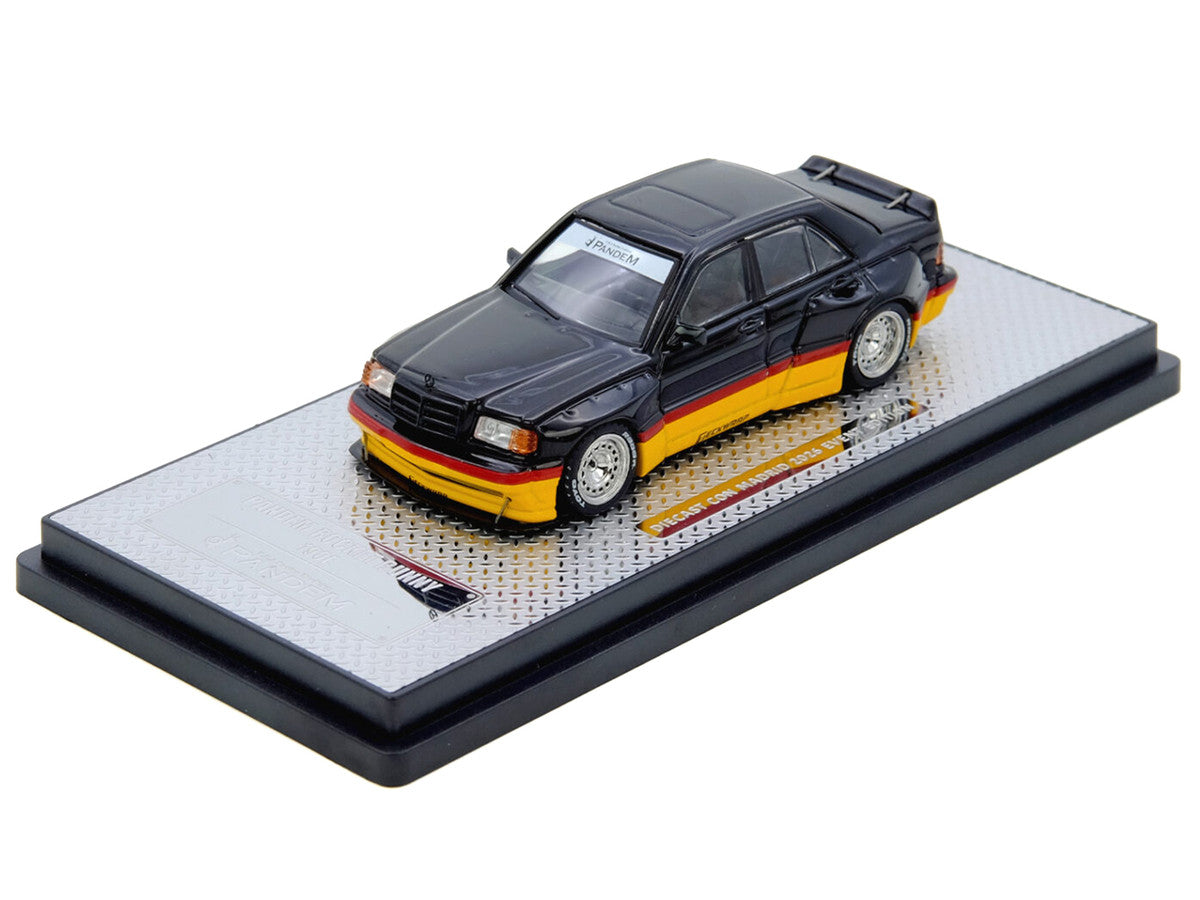 Pandem Rocket Bunny 190E Black with Red and Yellow Stripes "Diecast Con Madrid 2026 Event Edition" 1/64 Diecast Model Car by Inno Models Inno Models