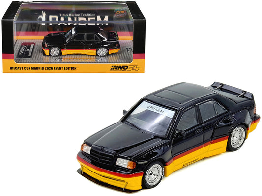 Pandem Rocket Bunny 190E Black with Red and Yellow Stripes "Diecast Con Madrid 2026 Event Edition" 1/64 Diecast Model Car by Inno Models Inno Models