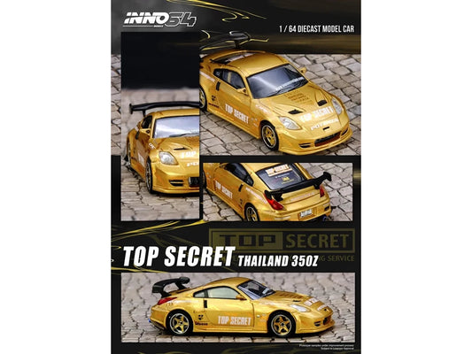 Nissan "Top Secret Thailand" 350Z RHD (Right Hand Drive) Gold Metallic with Graphics 1/64 Diecast Model Car by Inno Models Inno Models