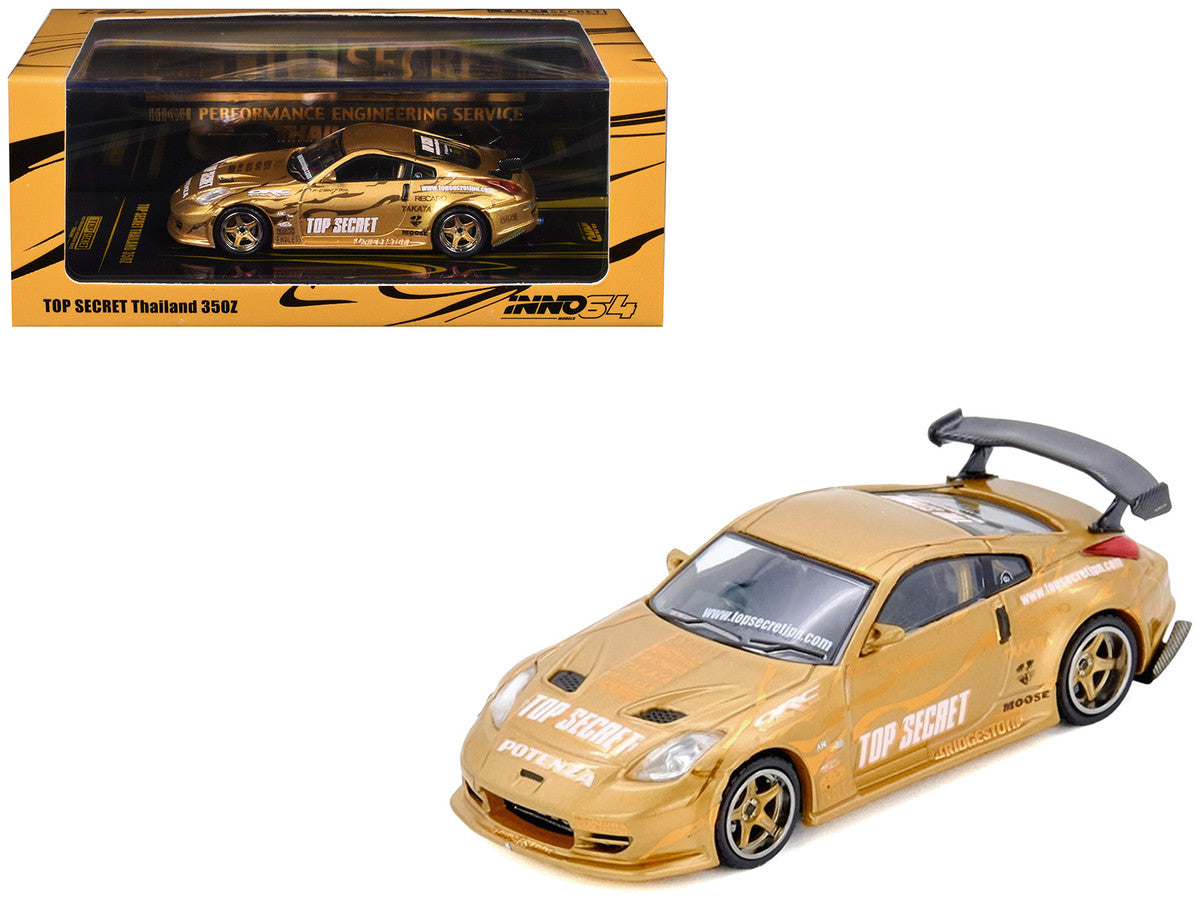 Nissan "Top Secret Thailand" 350Z RHD (Right Hand Drive) Gold Metallic with Graphics 1/64 Diecast Model Car by Inno Models Inno Models