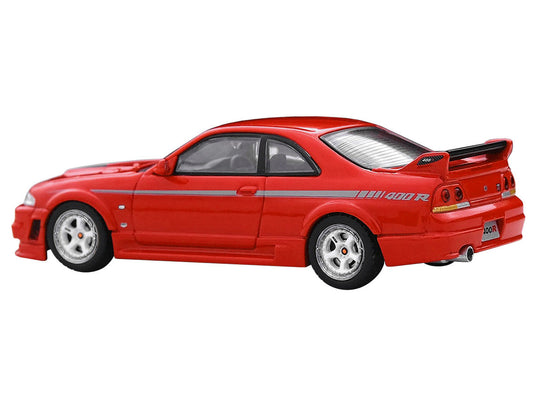 Nissan Skyline GT-R (R33) Nismo 400R RHD (Right Hand Drive) Super Clear Red II with Silver Stripes 1/64 Diecast Model Car by Inno Models Inno Models