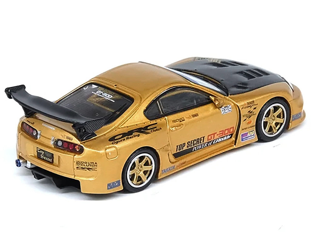 Toyota Supra (A80) "Top Secret" GT300 RHD (Right Hand Drive) Gold Metallic with Carbon Hood 1/64 Diecast Model Car by Inno Models Inno Models