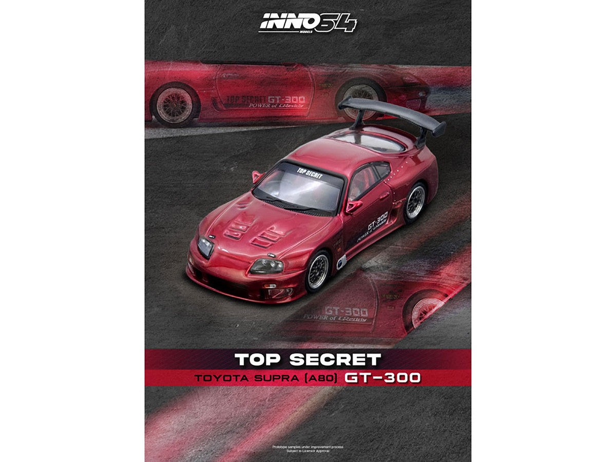 Toyota Supra (A80) "Top Secret" GT300 RHD (Right Hand Drive) Red Metallic 1/64 Diecast Model Car by Inno Models-4